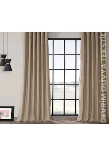Shy Tekstil Lüks 1. Sınıf Özel Dikim Bej Blackout Işık Geçirmez Fon Perde Ekstraforlu Karartma Blackout Bej