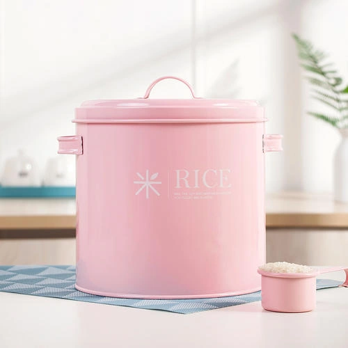 5 Kg Mühürlü Pirinç Kova Un Saklama Kutusu Demir Sac Çamaşır Toz Kova Tahıl Dağıtıcı Köpek Kedi Gıda Saklama Kabı Şişeler, Kavanozlar Ve Amp Kutular 4 Izgara