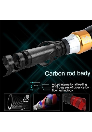 Pazly İplik Olta Karbon Fiber 99% 1.8m Teleskopik Deniz Olta Kamışı - Alabalık Sazan İçin Optimize Edilmiş Olta Çubuğu 1.8 M