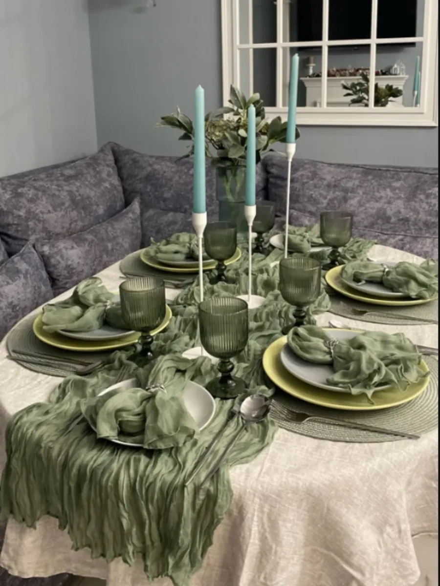 Pener 4 M Kumaş Masa Örtüsü, Masa İçin Paspas, Düğün Dekorasyonu 182497371 Yeşil Duman