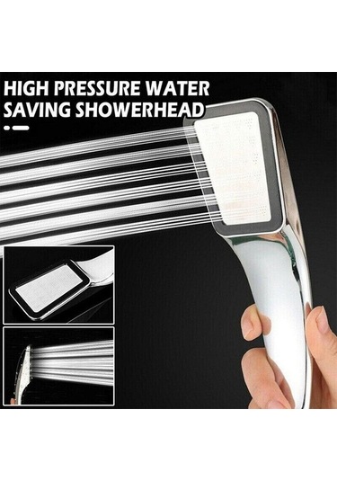 Primepickings B 300 Delik Kompresörlü Duş Başlığı Yüksek Basınçlı Yağış Duş Başlığı Su Tasarrufu Krom Ba 2 Katlı Gri