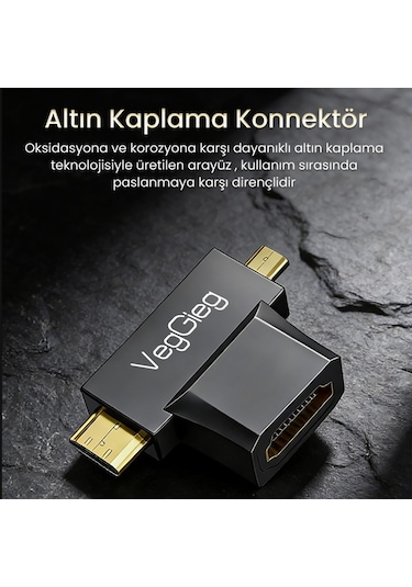 Veggieg Mini Hdmı / Micro Hdmı Erkek To Hdmı Dişi Dönüştürücü Adaptör
