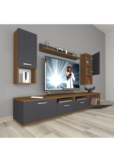 Decoraktiv Eko 5220da Mdf Tv Ünitesi Tv Sehpası Ceviz - Antrasit