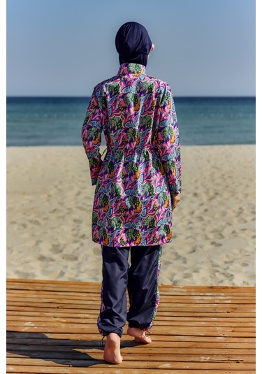 Paraşüt Tam Kapalı Tesettür Mayo Nisa R5501 Lacivert