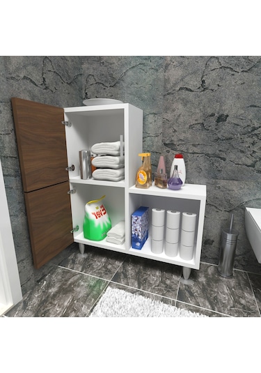 Moonlife 2 Kapaklı L Çok Amaçlı Banyo Dolabı Ceviz