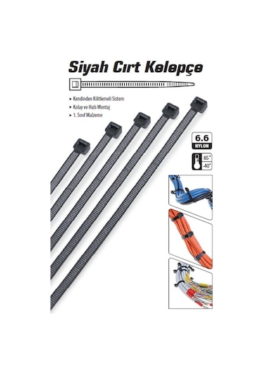 Kablo Bağı Cırt Kelepçe 3.6 X 250 Mm 100 Adet - N11.816