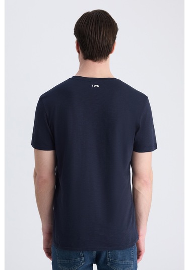 Twn Slim Fit Lacivert Düz %100 Pamuklu T-shirt 4ec1447011072 101