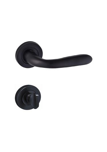 Doğanlar Bora Rozetli Alüminyum Kapı Kolu Siyah Wc