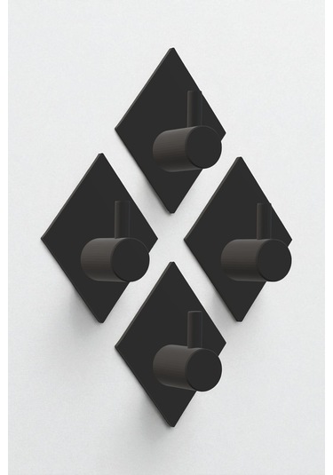 4'lü Askılık Havlu Askısı, Bornoz Askısı, Kapı Arkası, Duvara Monte, Dayanıklı Malzeme, Siyah 87 Siyah