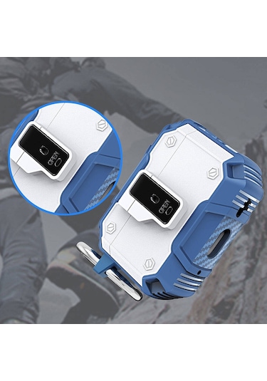 Noktaks Airpods 3. Nesil Uyumlu Kılıf Airbag 35 Darbelere Karşı Dayanıklı Düğmeli Kılıf Mavi