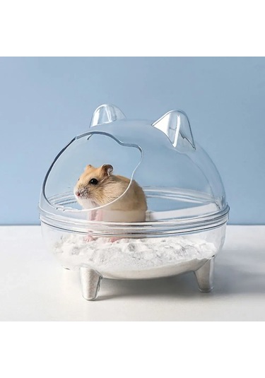Vkemall Küçük Evcil Hayvanlar İçin Şeffaf Kumu Banyosu - Kaçırma Engeli, Geniş, Temizliği Kolay, Kaliteli Plastik Büyük Boy