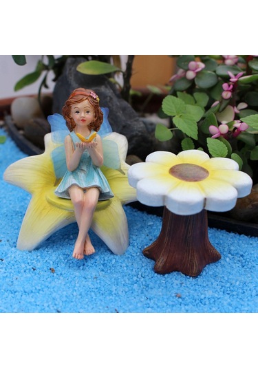 Homyl 3x Çiçek Peri Heykeli Reçine Heykelcik Bahçe Dekorasyon