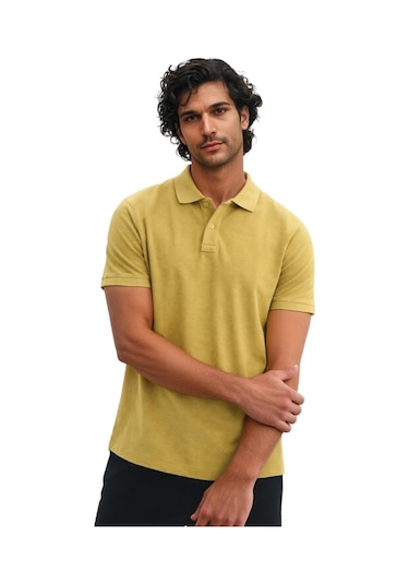 Ar-ma Erkek Battal Büyük Beden Basic % 100 Pamuk Pike Polo Yaka Tişört Y29374870302 Sarı