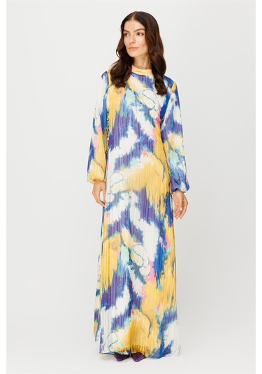 Emprime Şifon Yandan Bağlamalı Elbise Yeşil-yeşil