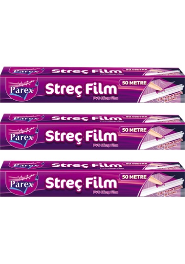 Kesme Bıçaklı 50m Streç Film Üçlü Paket
