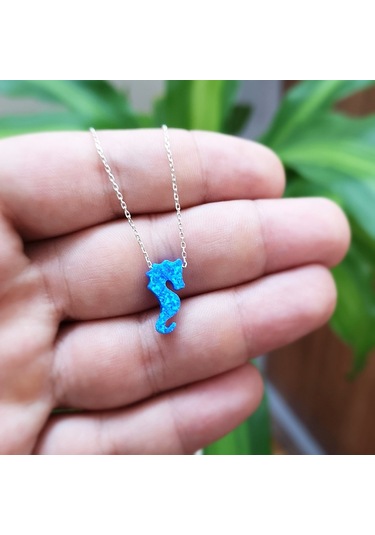 Gümüş Opal Taş Deniz Atı Kolye G800Kl Altınsepeti