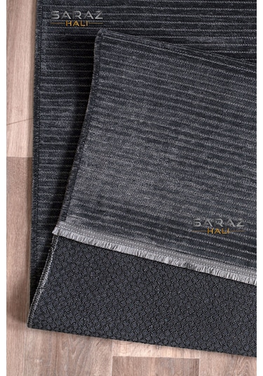 Saraz Halı Dizayn Şönil Dokuma Kayma Yapmaz Makinede Yıkanabilir Leke Tutmaz Kesme Bohem Kilim Antrasit Antrasit