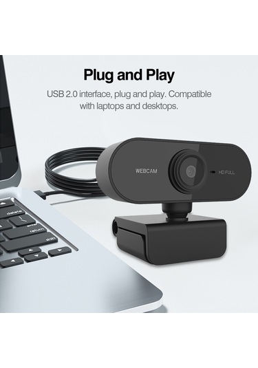 Fosenze Siyah Usb 2.0 1080p Webcam, Mikrofonlu, 1.3m Kablolu, Klips Montajlı, Plug&play - Video Konferans, Ders, Canlı Yayın İçin