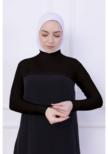 Balıkçı Yaka Boyunluklu Kolluk Acı Kahve - Likralı Dik Yakalı Kadın Body Tesettür Crop Bolero Acı Kahve