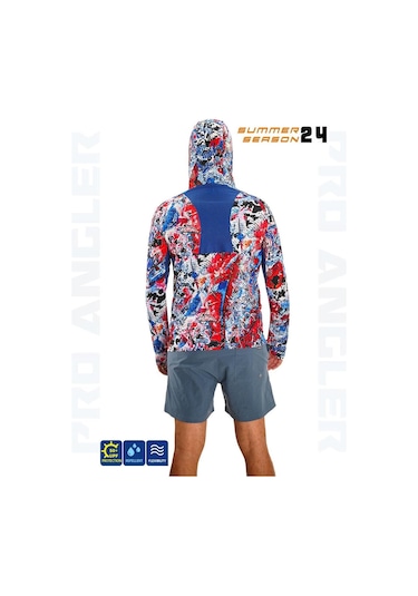 Fujin Pro Angler S24 Buff & Hoodie Makai Blue Red Kırmızı