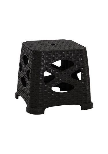 Mandella Sağlam Plastik Elit Rattan Küçük Tabure (6 Adet) Kahvere