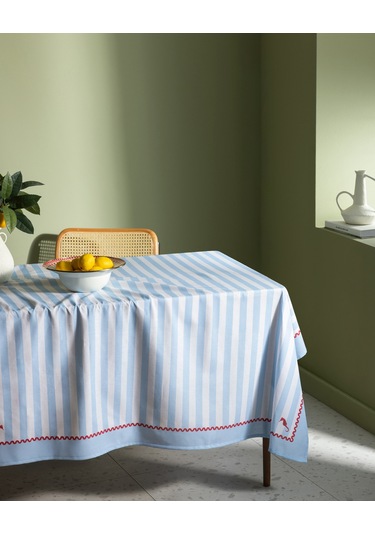 Louve Polycotton Masa Örtüsü - Mavi/beyaz - 150x200 Cm 8684427278017 Çok Renkli