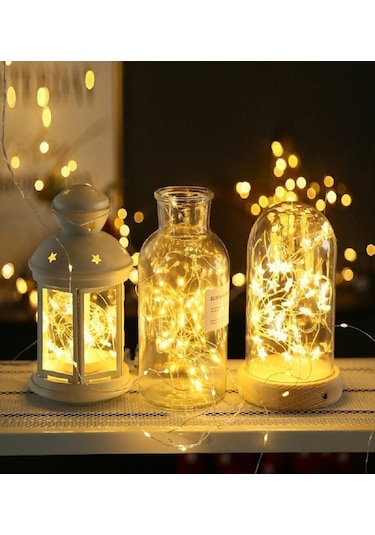 Yılbaşı Ağaç Süsleme Aydınlatma 10 Metre Pilli Peri Led Gün Işığı