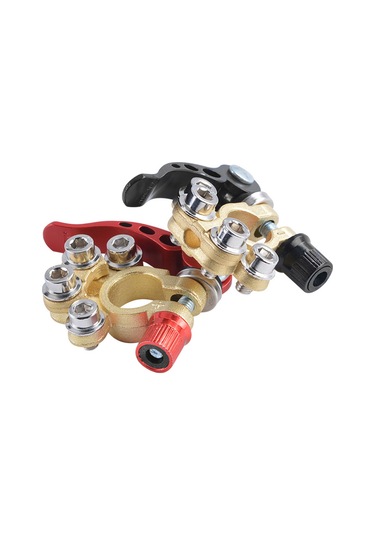 Aubyhe Tam Bakır Araç Aküsü Terminali Seti - 4 Yönlü Hızlı Bağlantı, Kaldırma Aracı Ve Temizleme Fırçası İçeren Çok Amaçlı Takım