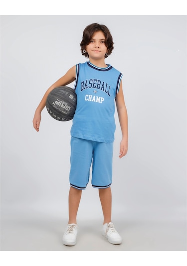 Erkek Çocuk Kolsuz Baseball Baskılı Basic Kaprili Takım 6-9 Yaş 001