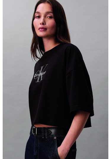 Calvin Klein Kadın Bisiklet Yaka T-shirt Siyah