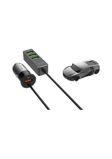 Ldnıo 4 Portlu Fast Qc3.0+2.4a+3.1a Usb Araç Şarj Cihazı Mpv Araç Telefonu İçin 120cm Uzatma Kablosu İle Evrensel Usb Hızlı Adaptör -