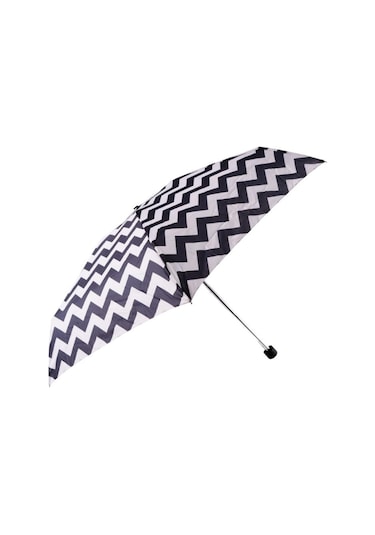 Biggdesign Moods Up Siyah Beyaz Zikzaklı Manuel Mini Şemsiye - Rüzgara Dayanıklı, Hafif, Renkli Tasarım Çok Renkli