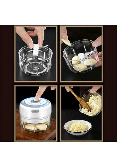 Aubyhe Ev İçin Mini Sürekli Akıllı Blender - 250ml Beyaz Büyük Kupa, Yüksek Güçlü Garlic Crusher, Domates Ezici, Bebek Yemek Hazırlama Makinesi Beyaz