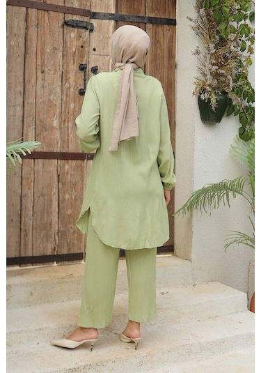 Büzgü Detaylı Tesettür Mint Takım Mint Mint Yeşili