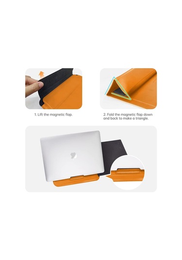 Novoo Rt13 4'ü 1 Arada Mousepad Özellikli & Kart Yuvalı Laptop Standı Ve Koruma Kılıfı Turuncu