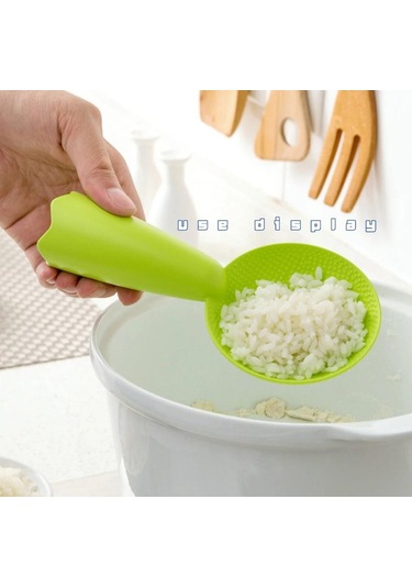 Yapışmaz Plastik Pirinç Kaşığı Sevimli Gülen Yüz Pirinç Spatulası Kepçe Pişirici Uzun Pişirme Pirinç Kaşığı Mutfak Gereci Sofra Takımı Aletleri Yeşil