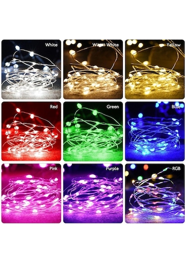 Bej 10m 5m 3m 2m Bakır Tel Led Tinsel Garland Akülü Peri Led Dize İşıklar Tatil Noel Düğün Parti Dekor 3m Bej