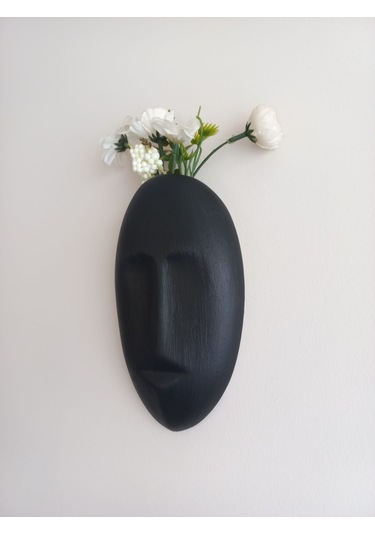 Dekoratif Mask Duvar Vazosu, Duvar Dekoru ,heykel Duvar Süsü,siyah