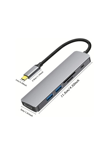 Xuweiwei Usb C Hub Gray Macbook Pro Uyumlu 6ın1 Usbc Hdtv Dongle 4k Hdtv 2usb3 0 Sd Tf Kart Okuyucu 100w Pd