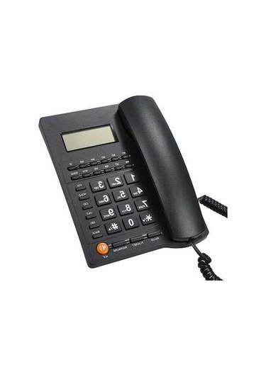 Dancemonkey Ekranlı Arayan Kimlikli Siyah Masaüstü Sabit Telefon - Parlaklık Ayarı Lazer Lazer