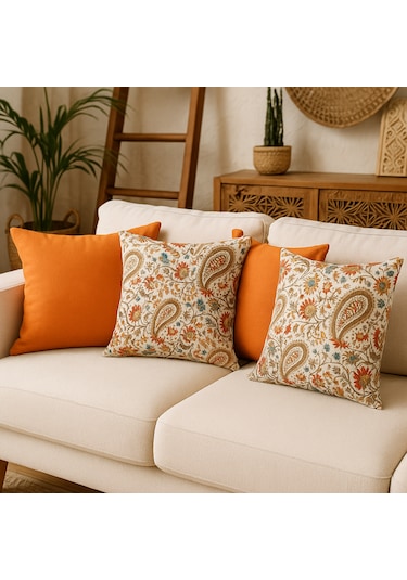 Bohem Duck Kumaş Kırlent Kılıfı 4 Lü Set 40 x 40