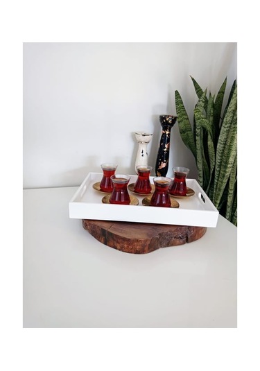 Beyaz Sunum Tepsisi Dekoratif Kahve, Söz, Nişan, Sunum , Beyaz Ahşap Servis Tepsisi Beyaz