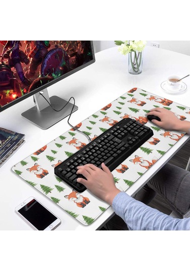 Fox Büyük Oyun Mouse Pad 31.5x15.7 Inch,kaymaz Kauçuk,masaüstü, Dizüstü Ve Kablosuz Fare İçin-a19
