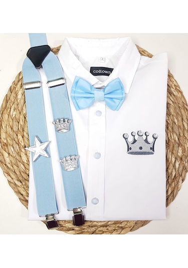 Cool Party Shop Erkek Çocuk Askılı Papyon Gömlek Bebek Mavisi