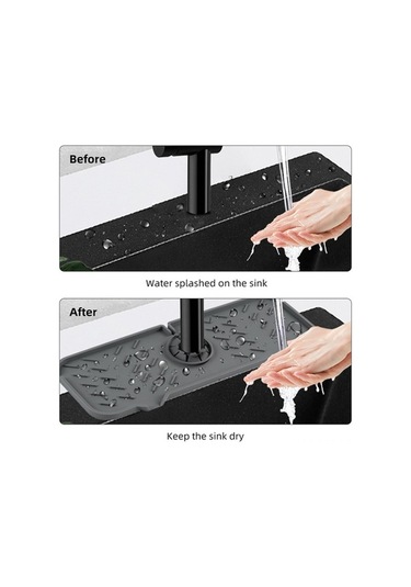 Pazly Mutfak Ve Banyo İçin Silikon Su Filtreli Kaymaz Musluk Matı - Su Sıçramasını Önler Gri Gri