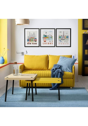 Sehpa Seti, Sarı-huş Görünüm, 2 Parça Zigon Sarı Meşe