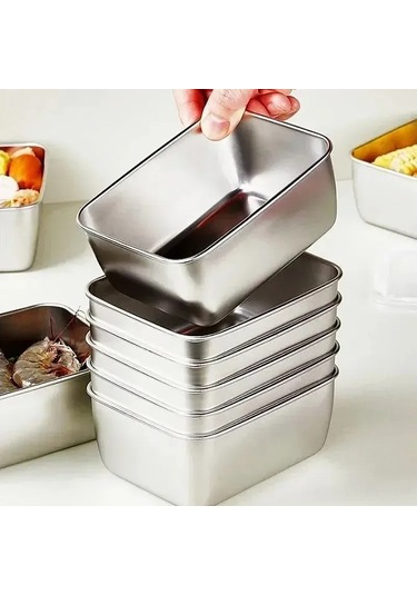 Kangvka 12 Adet 6 Litre Multifonksiyonlu Paslanmaz Çelik Buzdolabı Saklama Kutusu, Havuzlu Kapaklı, Yemek Tazeliğini Uzatır, Toplumlu Ev/mutfak/restoran Kullanıma Uygun Gümüş