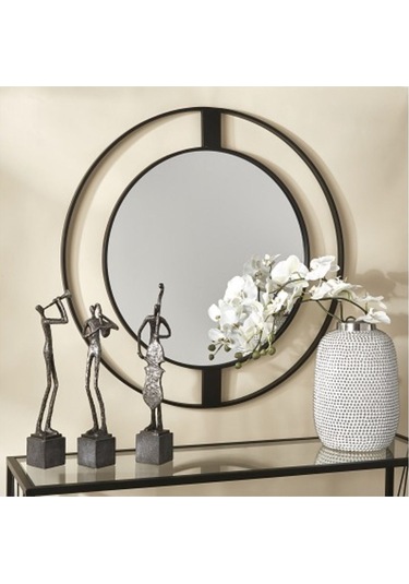 Metal Çerçeveli Modern Duvar Aynası Siyah
