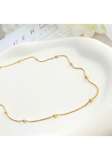 Kolye Dorika Topcuklu Model 316l Paslanmaz Çelik Gold 45+5cm Altın