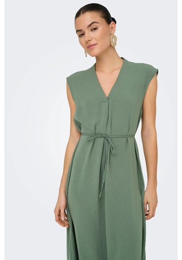 Jdy Kadın Jdydıvya Belden Bağlamalı Midi Elbise 15350728 Yeşil Yeşil